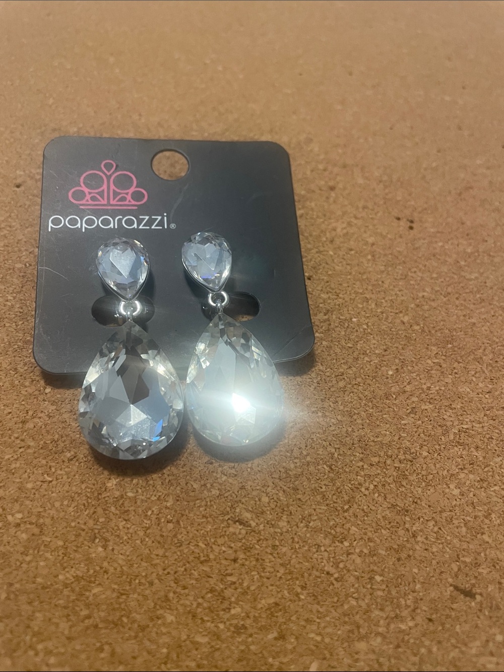 paparazzi Clear Crystal Teardrop Dangle Earrings - Silver
